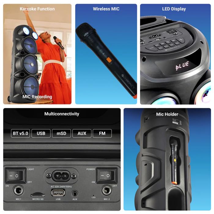 ZEBRONICS Zeb Vigor 100 Tower Speaker control panel with multiconnectivity options