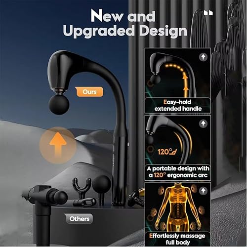 Miniatura 3 de Pistola de masaje, masajeador de espalda para aliviar el dolor de tejido profundo con mango extendido, 0.394 in cuello M-assager, masajeador