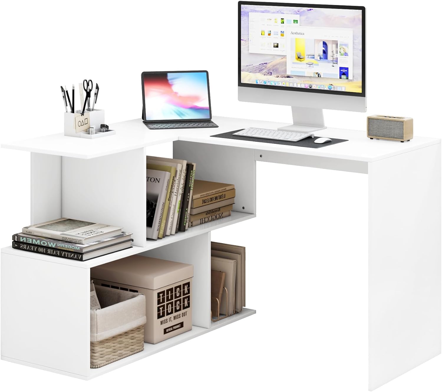 Bureau Compact D'angle Avec Rangement ESSENTIEL | Bureaux D'angle