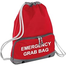 Workwear World Supersize School Evacuation Emergency Grab Bag - Printed Red Emergency Documents Drawstring Sack Bag