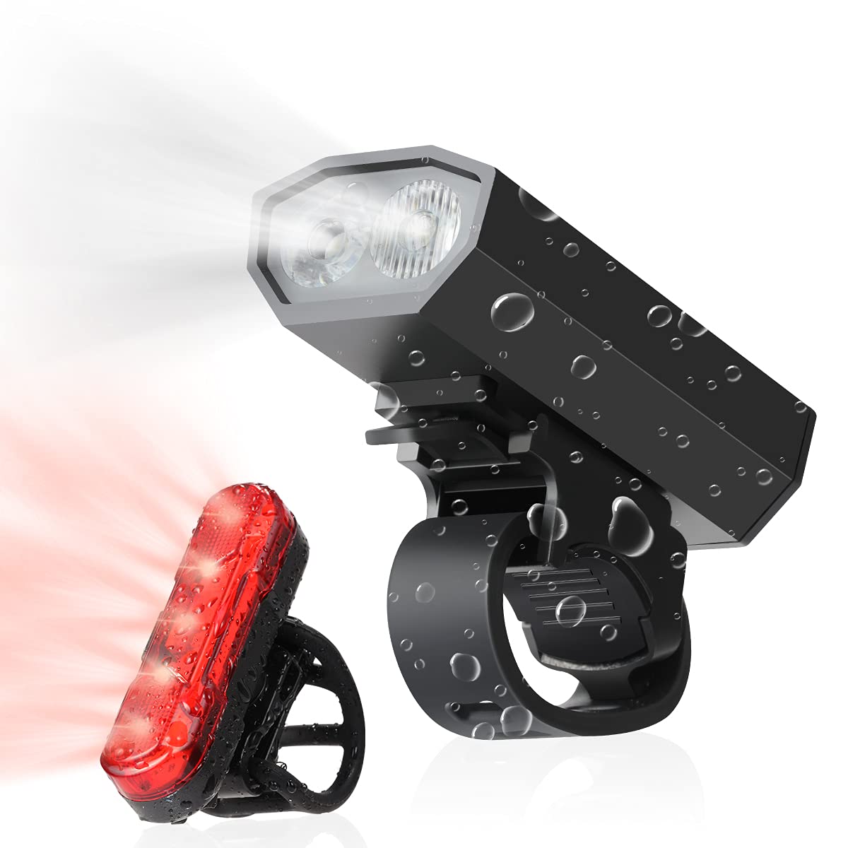 AIEVE Bike Lights Set, USB Rechargeable Cycle Light front and back, Super Bright Led IPX5 Waterproof Bicycle Lights Set Bike Headlight for All Bicycles, Camping, Mountain, Road, Children, Kids