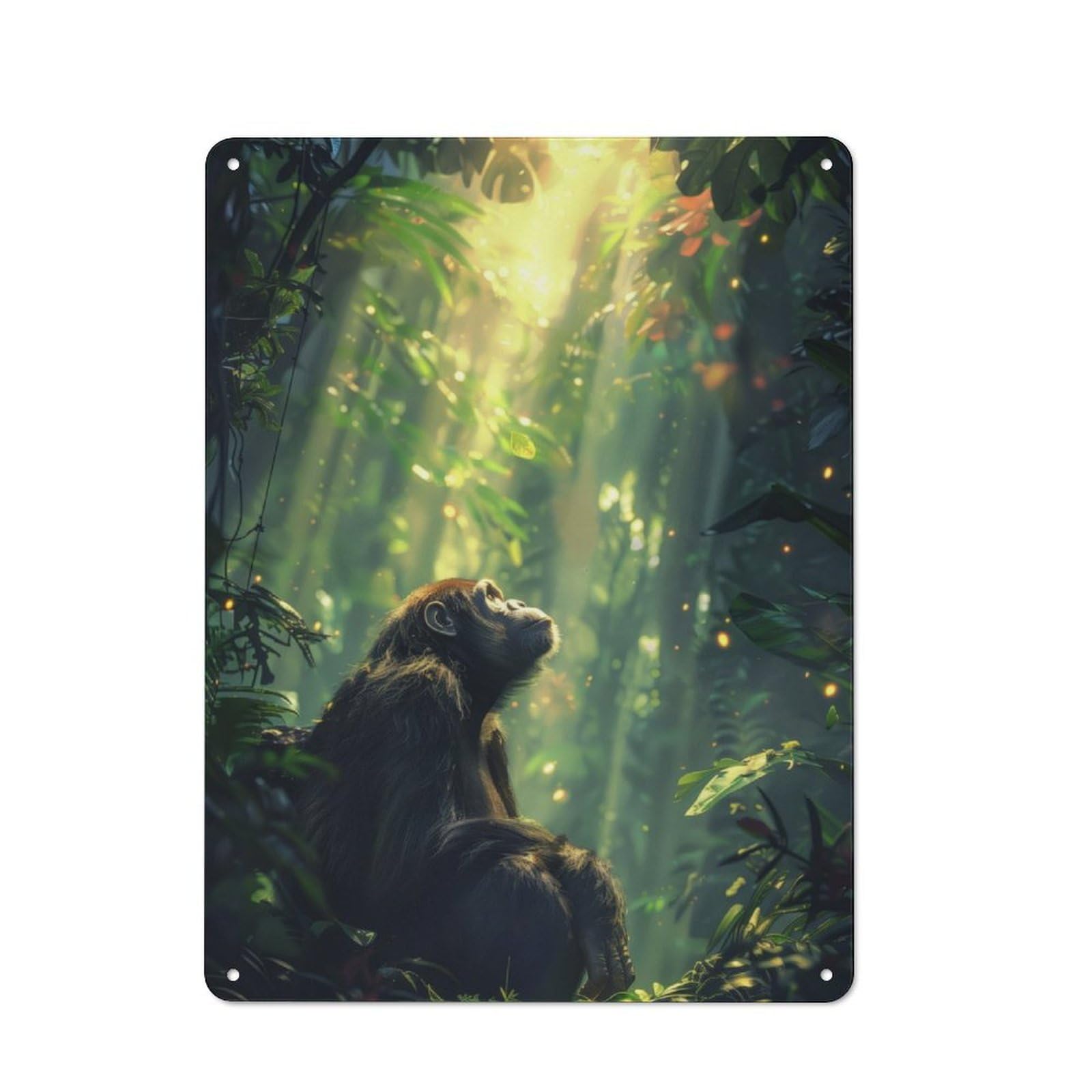 Junmoney Sunlit Tropical Chimpanzee Retro Metal Sign 40X30cm For Garden Room Or Summerhouse, For Garden Room Decor Fans