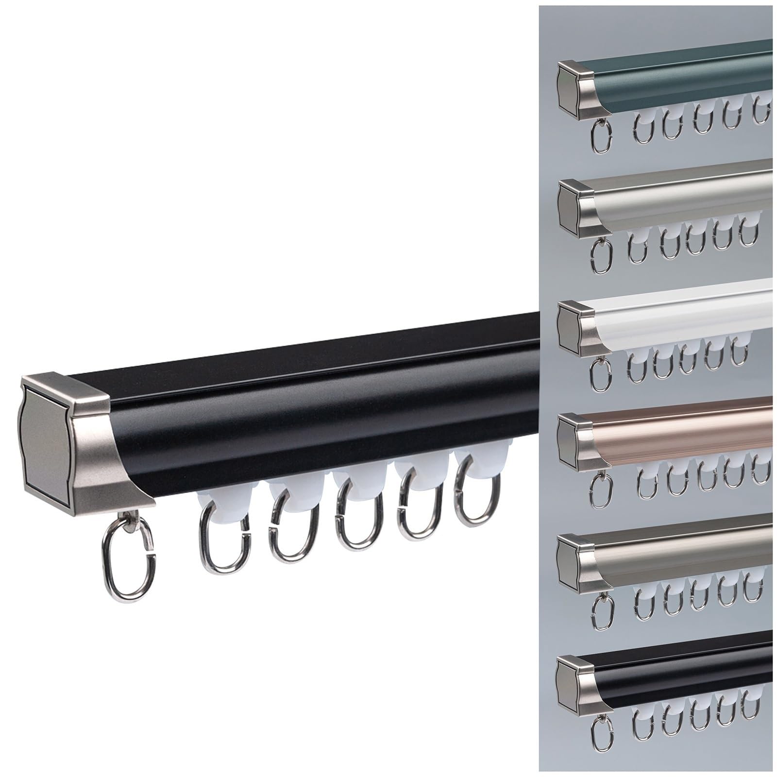 Rail de Rideau Haut de Gamme, séparateur de pièce de 68,5 à 600 cm, Fixation Murale ou au Plafond avec roulettes silencieuses, élégante Finition dorée, Longueur de 410 cm pour Une utilisatio