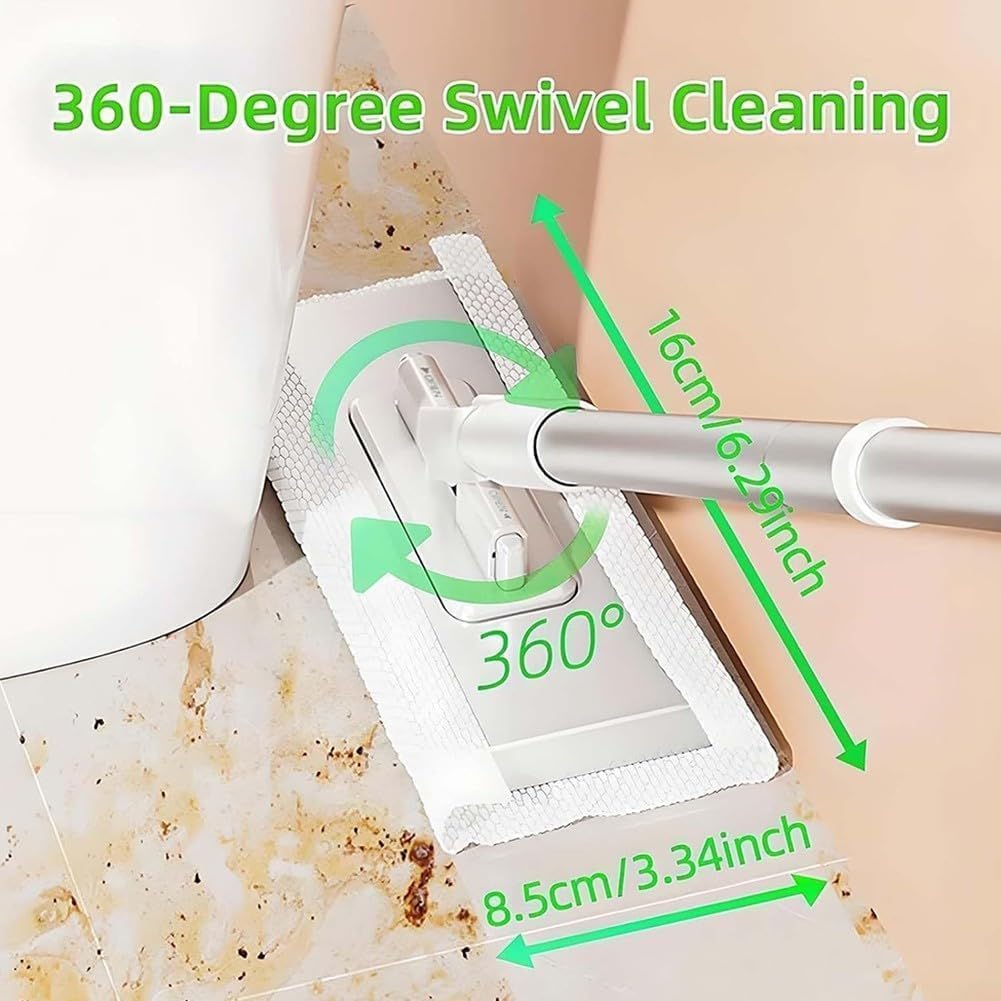 Lazy Mop - Mini fregona giratoria de 360° con toallitas húmedas desechables para piso, diseño de agarre a presión, ideal para baño, cocina y limpieza de suelos (paquete de 1)