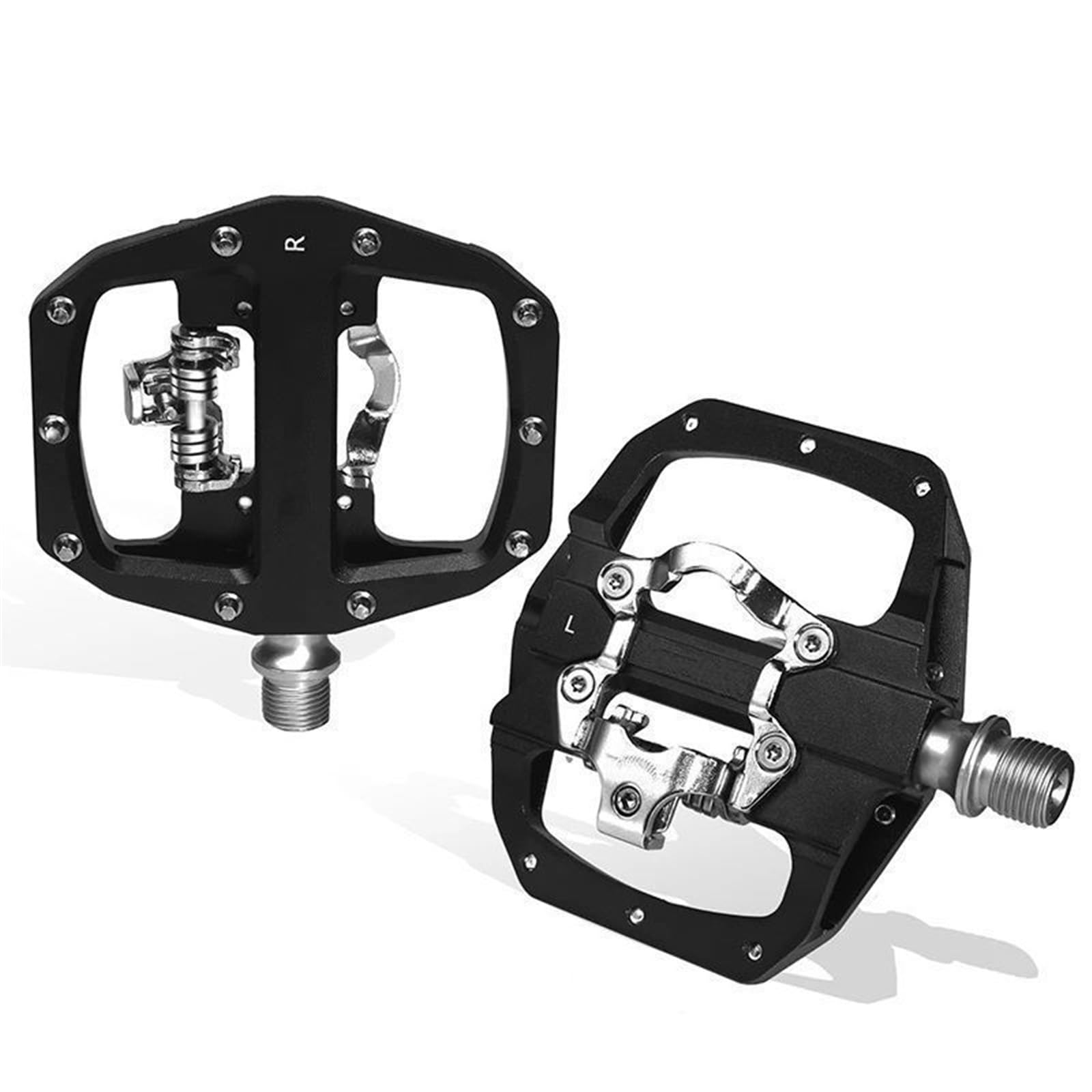 MKBHD Pedał samoblokujący do roweru górskiego z uszczelnionym łożyskiem, pedał blokujący MTB, pasuje do pedału SPD Ultralight Dual Function Clipless, część rowerowa(Black Pedal)