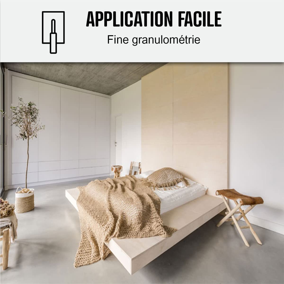 Béton Ciré sur Carrelage, Sol Mur 5 m² (en 2 couches) Isatis Blanc