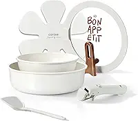 CAROTE Conjunto de Panelas e Frigideiras de Cerâmica Antiaderente, Conjunto de Utensílios de Cozinha Antiaderentes com Tampa, Conjunto de Frigideira com Cabo Removível, Frigideira Atóxica, Própria
