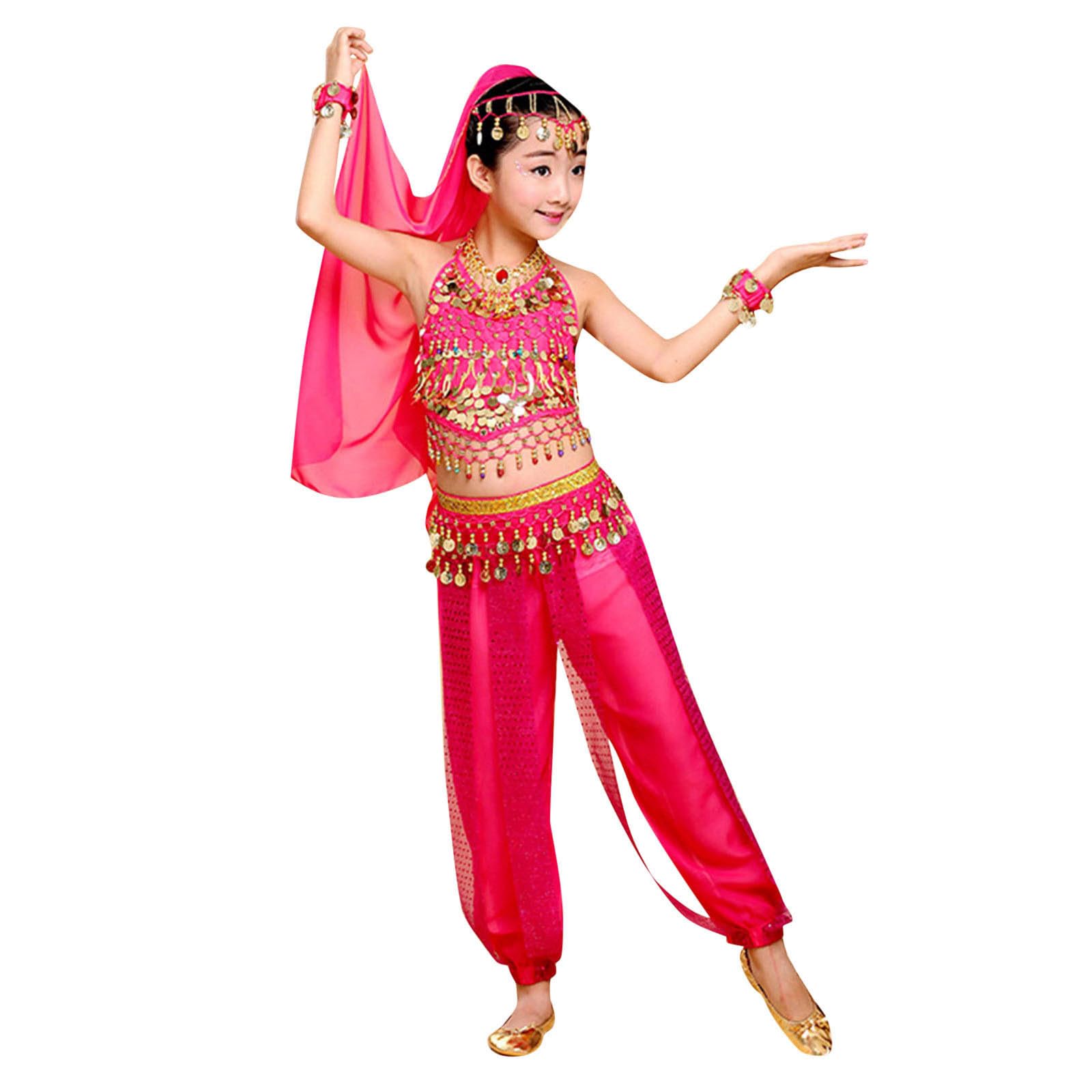 Girls Belly Dance Costume Set 2-Piece Outfit Girls With Top And Lantern Pants Arabian Dancing Performance Professional Carnival Dancer Outfit Suit โ image 1