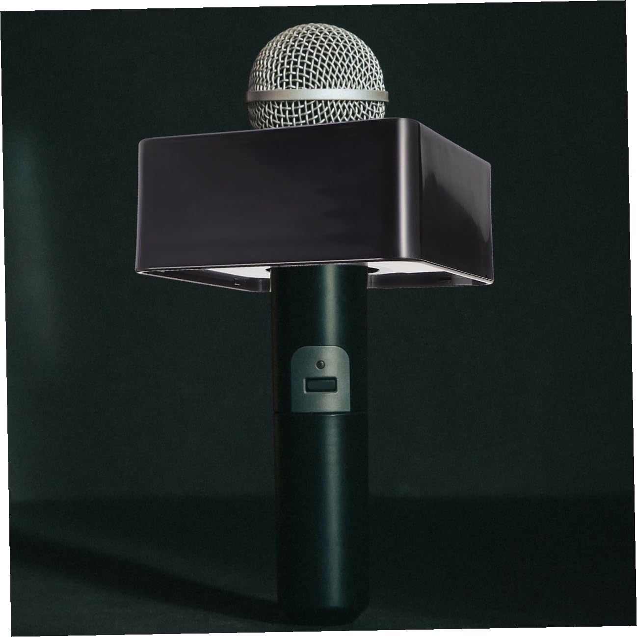 2pezzi Microfono Professionale Con Supporto Logo Per Presentatori Stazione Microfono Per Registrazioni Audio e Broadcast Base Stabilizzata e Design Elegante Nero