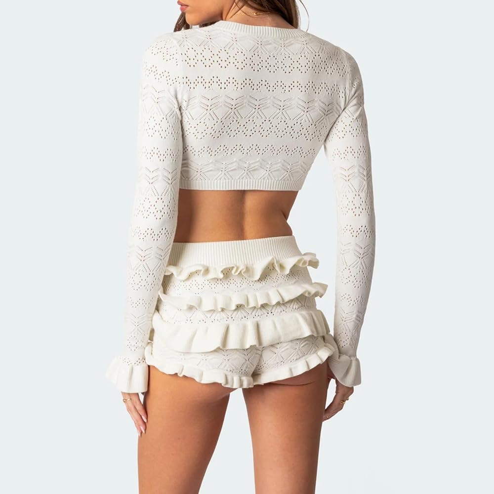 WZTYYDS Women Two Pieces Knitted Shorts Set Sleeveless Straps