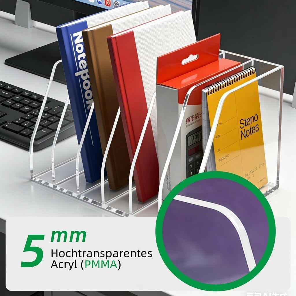 Acryl Stehsammler B5, 6 Fächer, Zeitschriftenhalter, Büro-Organizer