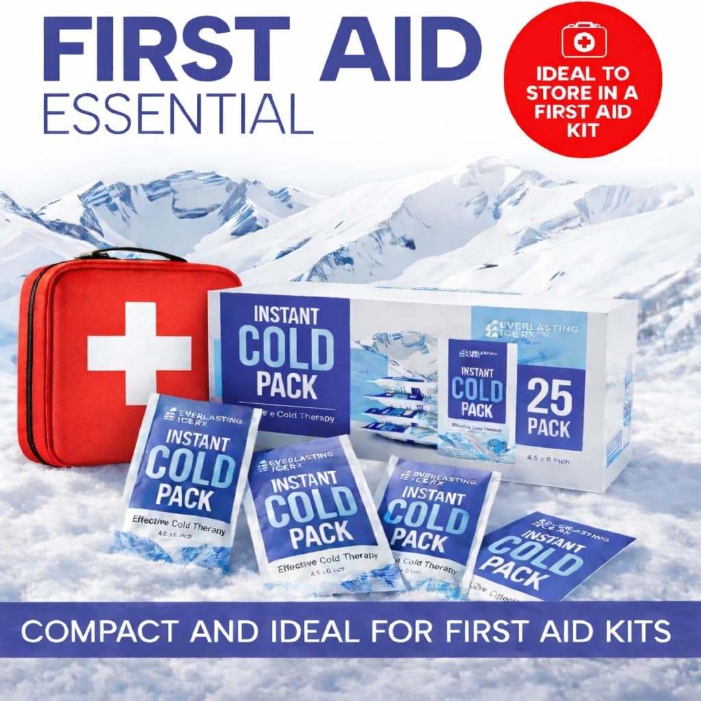 25 Pack - Instant Cold Packs - Instant Ice Packs for Injuries | Disposable Cold Compress Ice Pack for Pain Relief, Swelling, Inflammation, Sprains, Toothache - Cold Pack for Athletes - Image 6