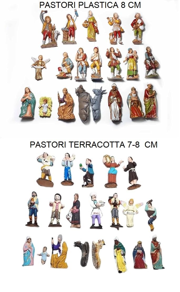 Weihnachtskrippe komplett Art. 2 60 x 45 cm Höhe 60 cm Holz und Kork mit oder ohne Hirten ohne 20 Hirten 7-8 cm Terracotta oder 8 cm Kunststoff San Grigorio Armeno Tempel