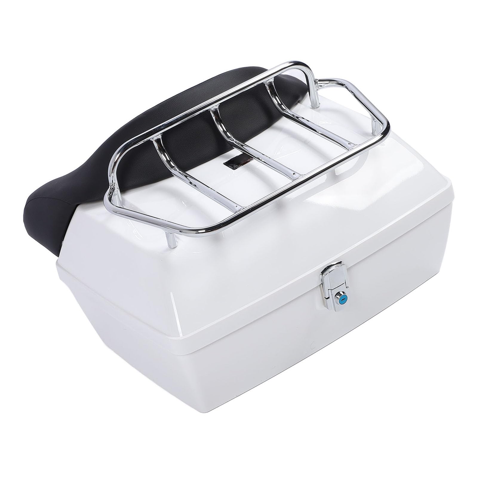 Bauletto Posteriore per Moto Baule Universale Resistente All'acqua da 48 Litri per Caschi Bagagli in Plastica ABS Design Durevole (WHITE)