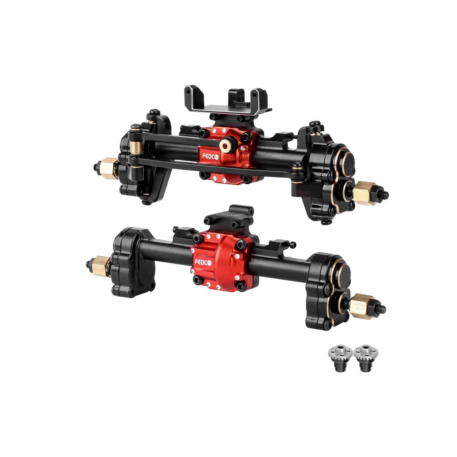 FEDCO SCX24 Portal Axles Differential Axles + 10 MM Extended High Clearance Axles with Diff Locker for Axial AX24 SCX24 Upgrade Parts 1/24 RC Crawler