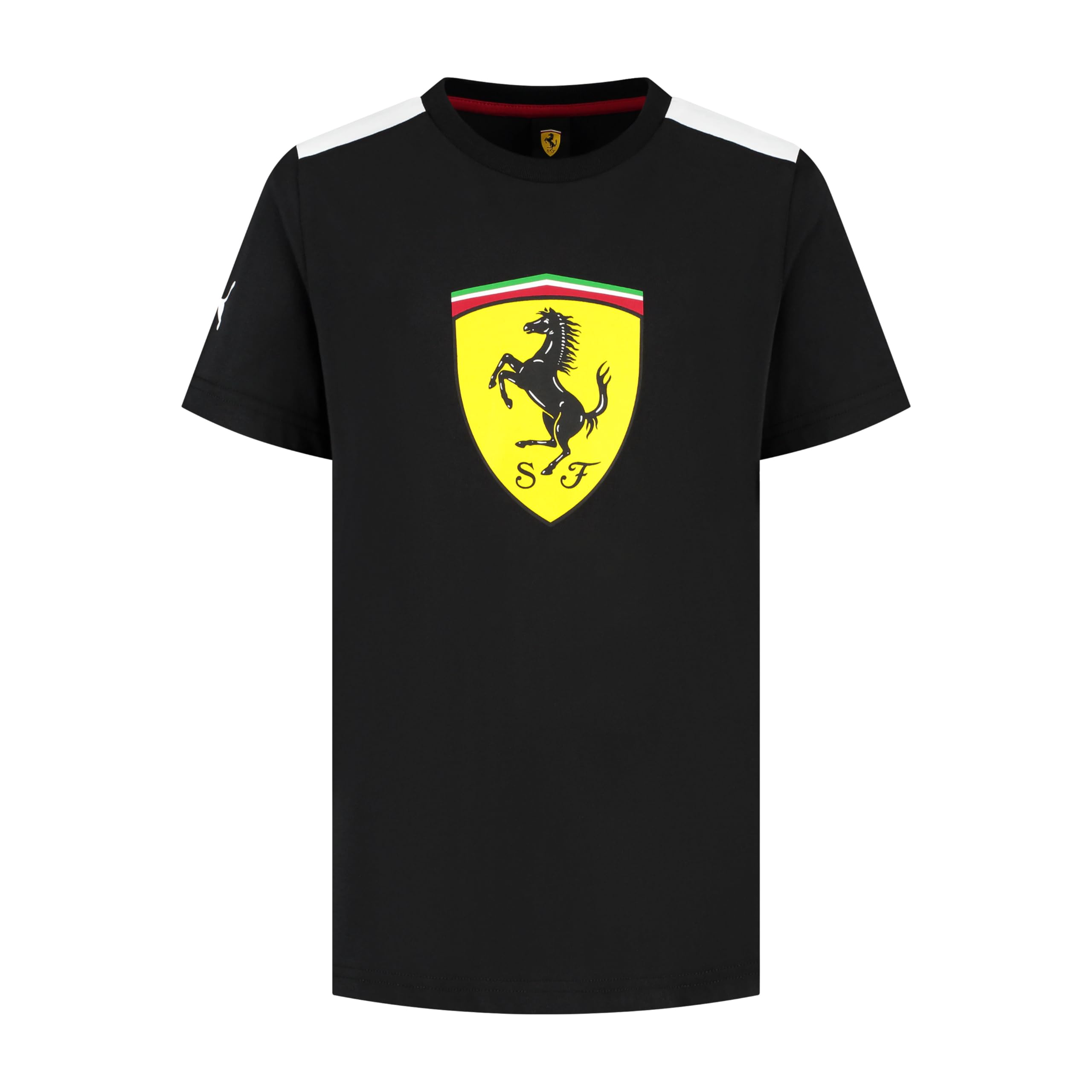 PUMA Scuderia Ferrari F1 Kids' Tshirt with Large Scudetto Shield Logo - Black - Size: 13/14 Years