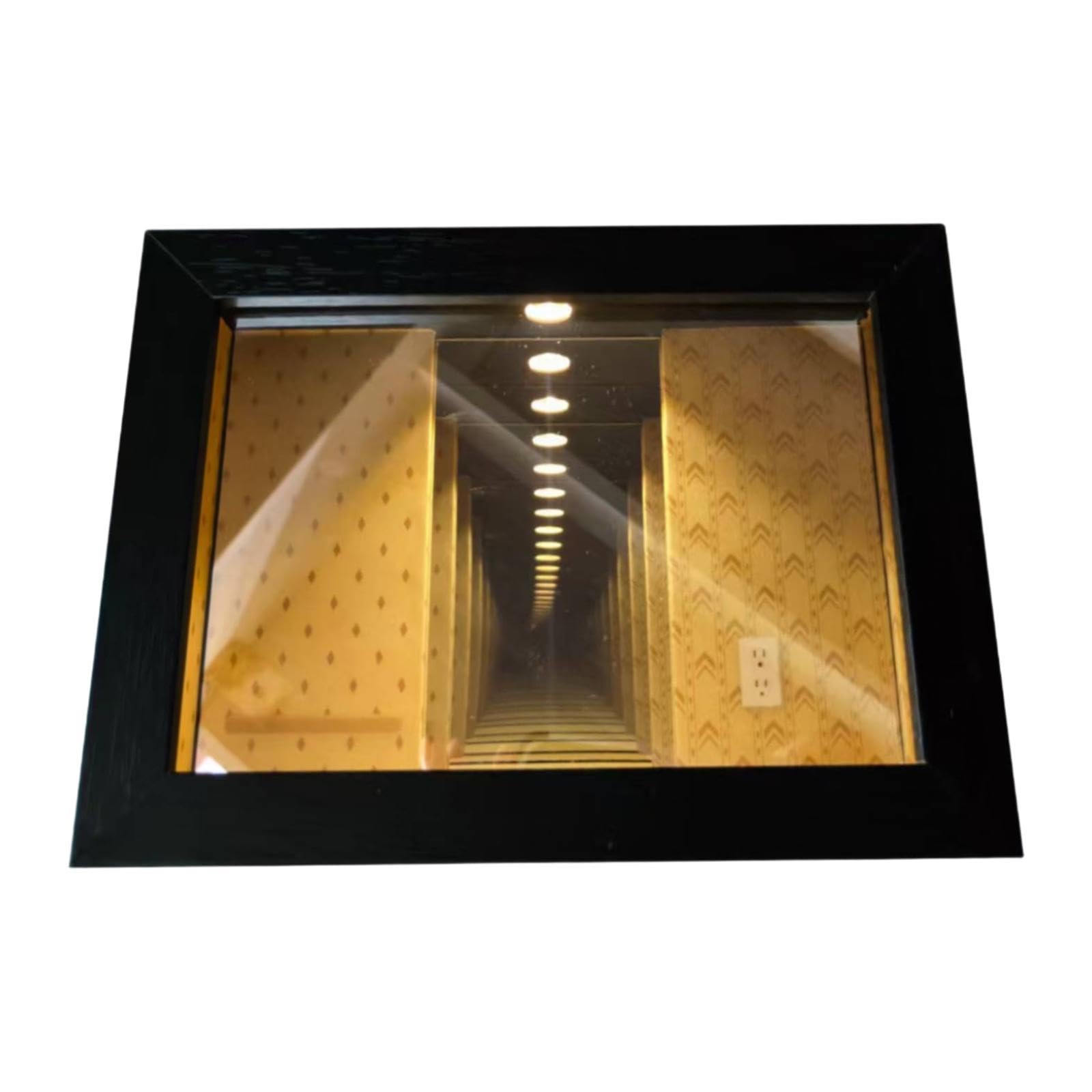 #N/A/a Marco de Fotos con Espejo 3D, Marco de Luz, Marco Decorativo para Mesa, Marco de Escritorio de Madera, óptica con Efecto de Profundidad.