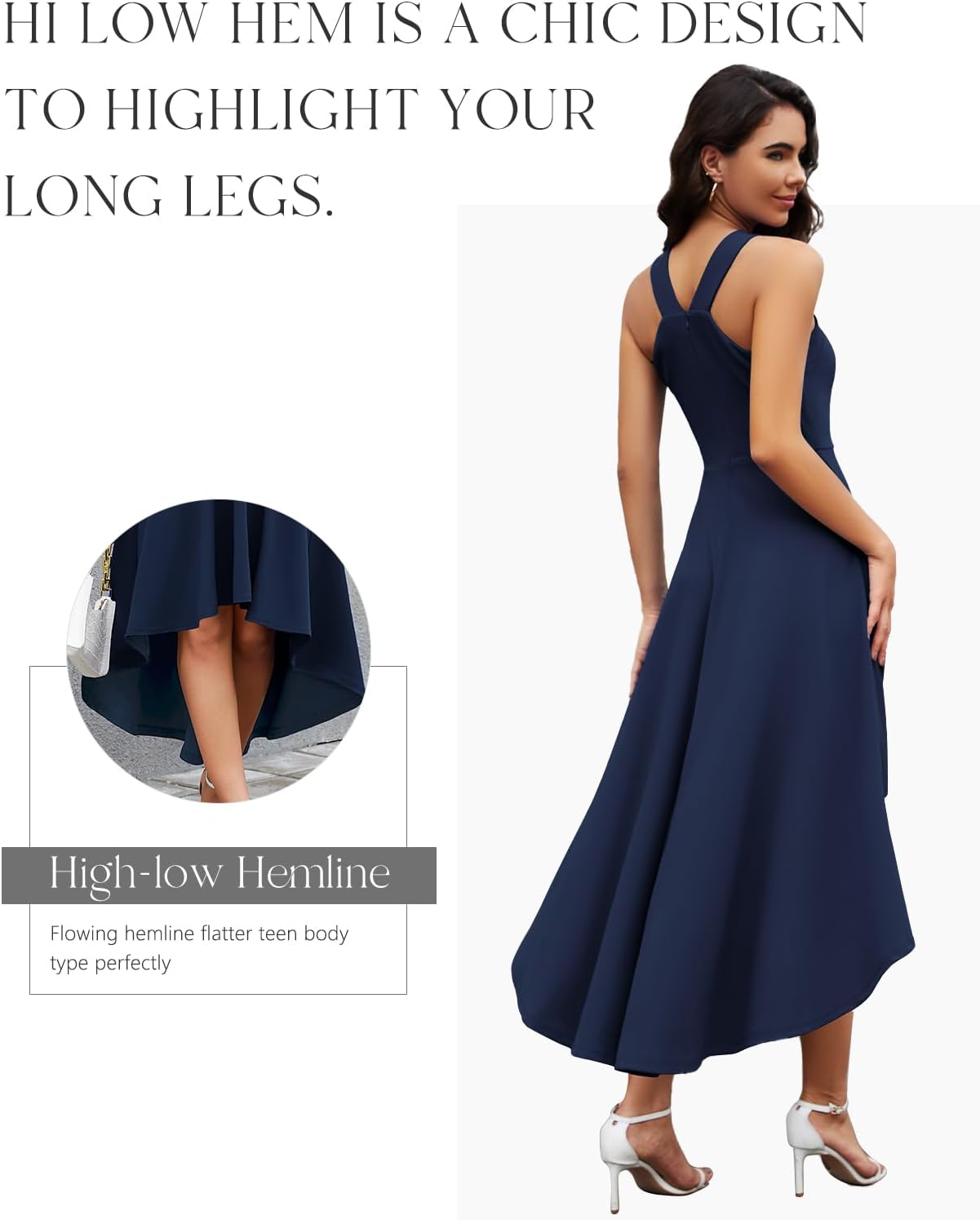 DRESSTELLS Formal Cocktail Dresses for Women, Wedding Guest Halter High Low Holiday Dress 2025