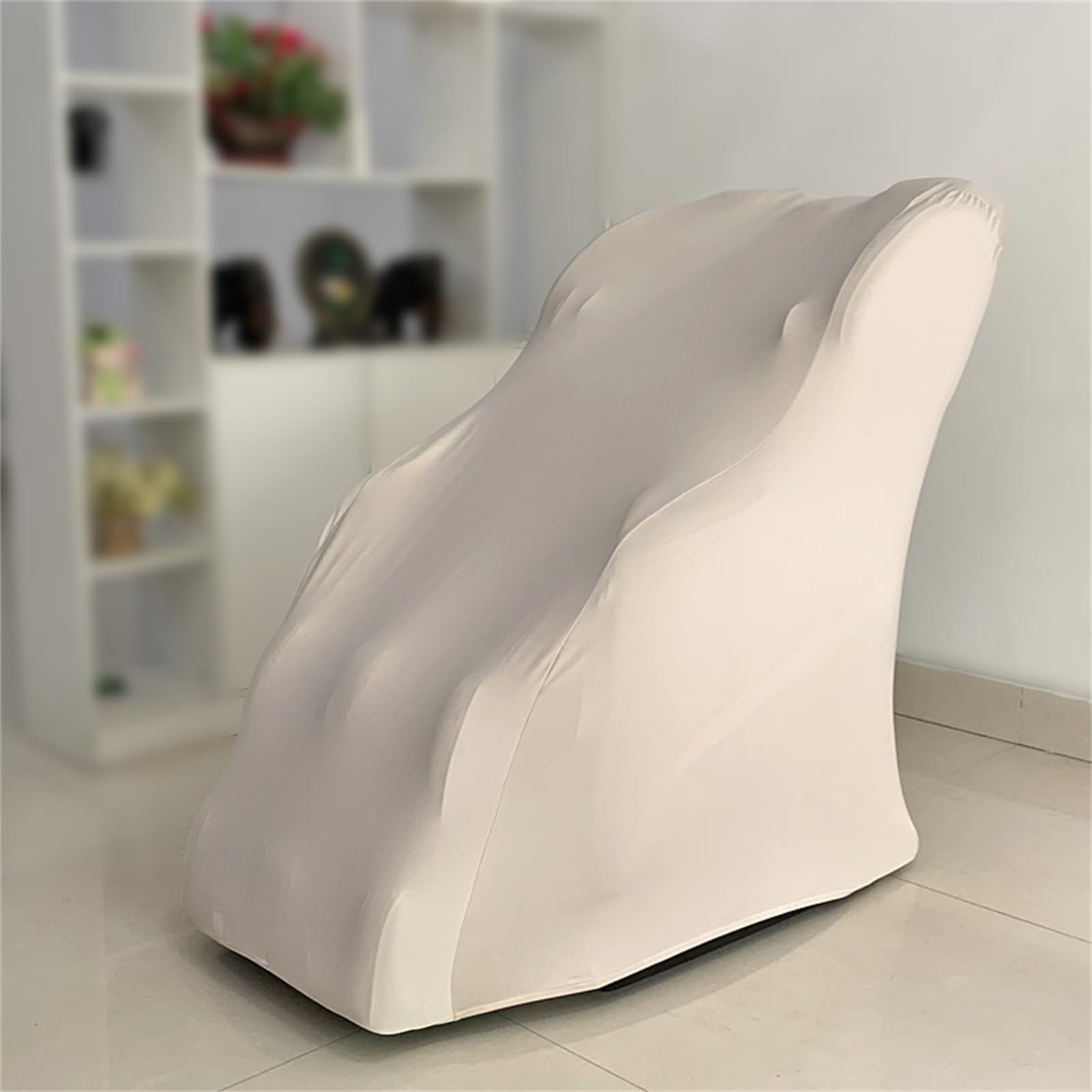 Highdi Funda para Sillón de Masaje, Universal Elasticidad Funda para Sillón de Masaje Funda Protectora Antipolvo para Sillón de Masaje para Todas Las Sillas de Masaje (M,Beige)