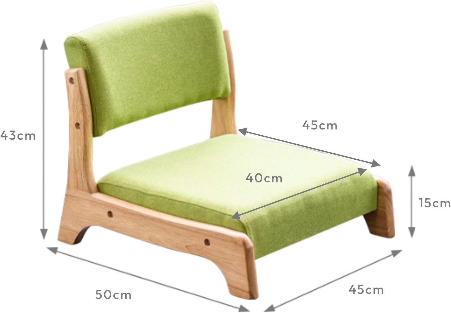 Damedai Japanese Floor Chair Tatami Zaisu Legless Chair Back Support Great for Reading Meditating Living Room Balcony (Grey with Fabric)