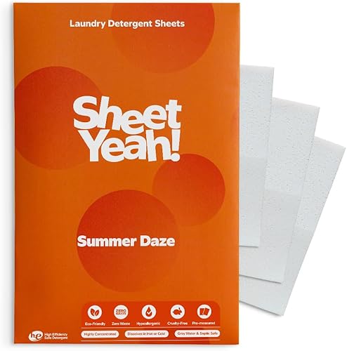 Sábanas de detergente ecológicas, hipoalergénicas, suaves con la piel, altamente concentradas, lavadas (Summer Daze, 20 hojas (40 cargas estándar))