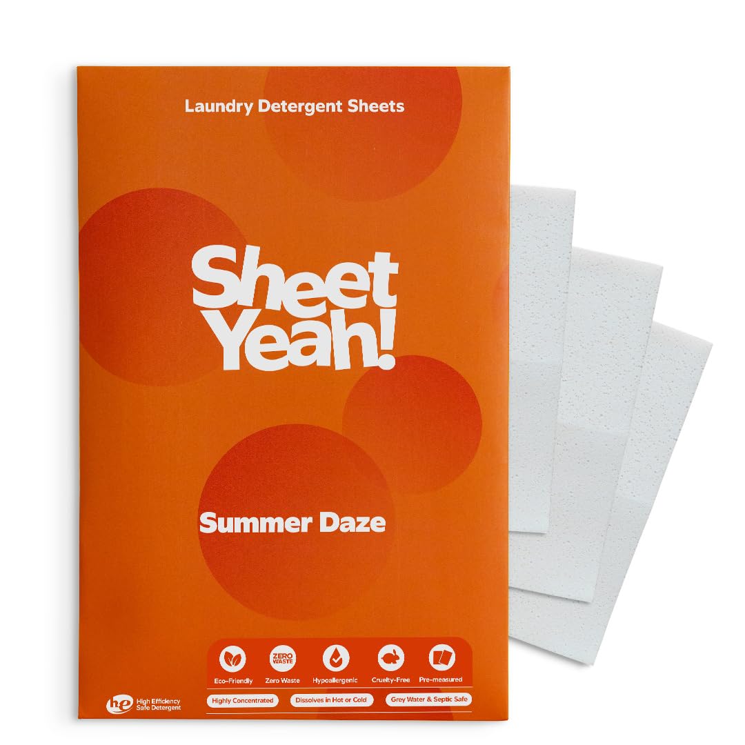 Laundry Detergent Sheets Eco-Friendly, Hypoallergenic, Gentle on Skin, Highly Concentrated, Wash (Summer Daze, 20 Sheets (40 Standard Loads))[Amazon-developed Certification] Compact by Design