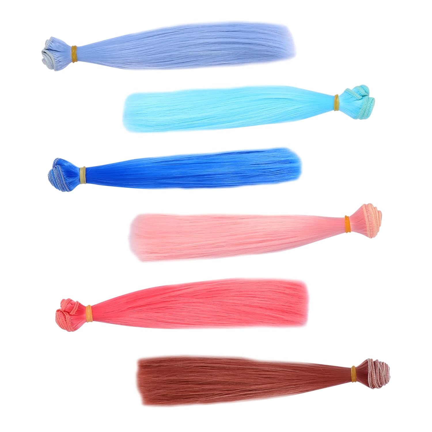 KALLORY 6pcs Heat Resistant Straight Hair Wigs for Dolls Diy Bundle Human Hair Omg Doll Wig