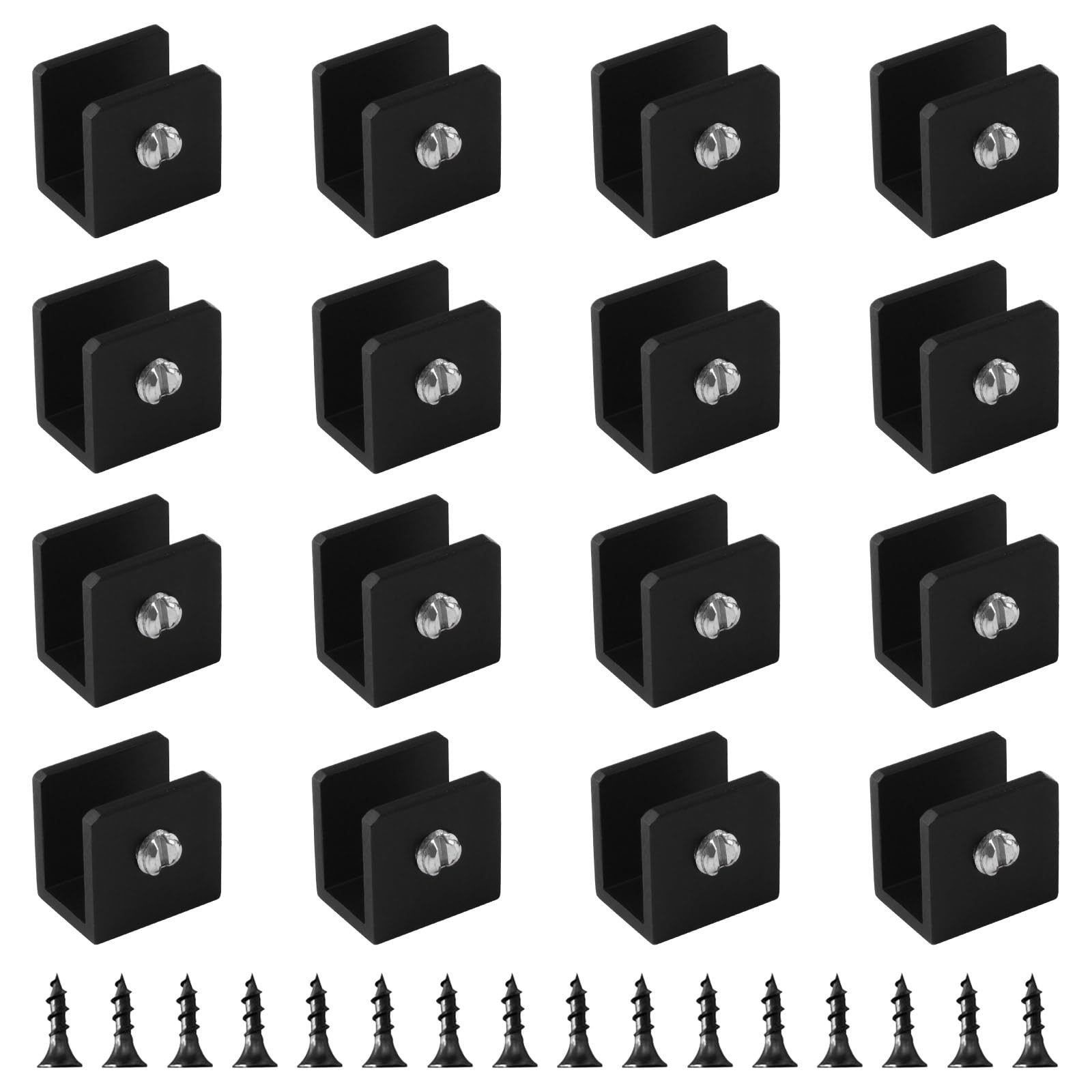 UFURMATE 16pcs Glass Shelf Bracket,Wall Mounted Adjustable Rectangle Glass Shelf Clamp Clips Aluminum Alloy Clamp Holders Fit for 6-8mm Thickness(Square)