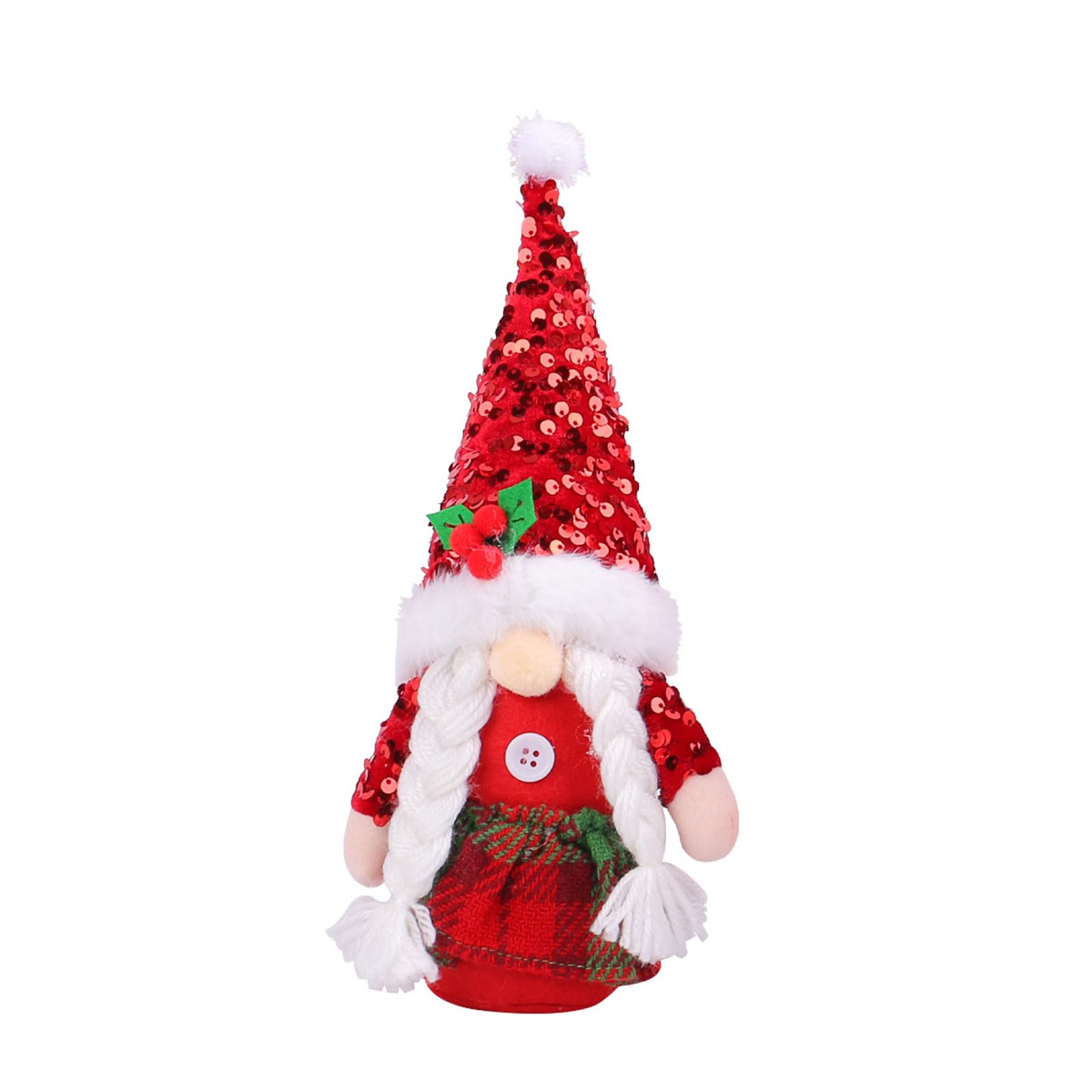 YROHGKPN Sequined Christmas Gnomes Figurine Beautiful Holiday Sequined with Beard and Braid for Merry Decoration Christmas Decoration