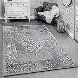 Besonders pflegeleicht Paco Home Designer Teppich Modern Wohnzimmer Teppiche 3D Barock Muster In Grau Türkis Creme, Grösse:80x150 cm