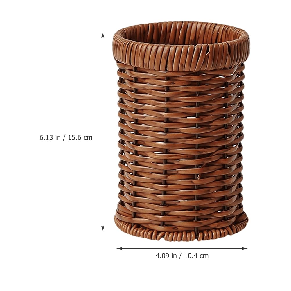 Przenośny tkany rattanowy uchwyt na sztućce do kuchennego bufetu i stołu - stylowy kompaktowy (15,60 cm x 10,39 cm x 10,39 cm) - idealny do domu i na imprezy