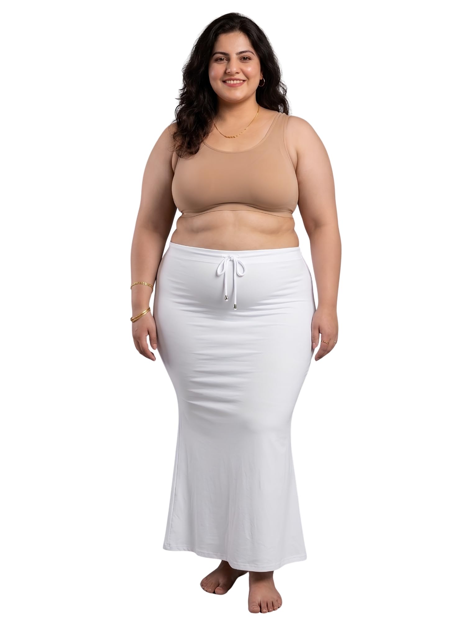 Plus Size Saree Shapewear Petticoat for Women | Mermaid Style Body Shaper for Saree with Adjustable Drawstring Waist | Seamless Saree Peticote | Shape Wear Dress for Saree-image-10