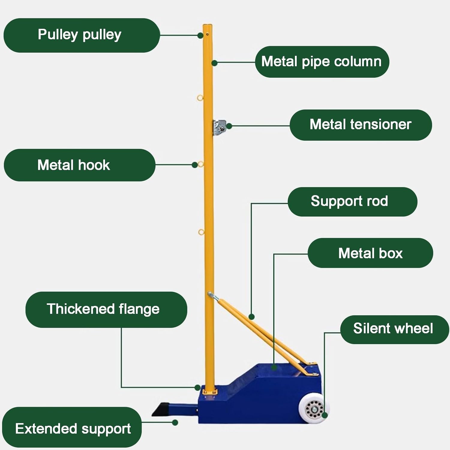 Badminton Nets Package, Freey Standing Volleyball Net Stand with Replacement Netting Outdoor Sports Netting Set with Wheels for Court, Beach (Green 44x155cm)