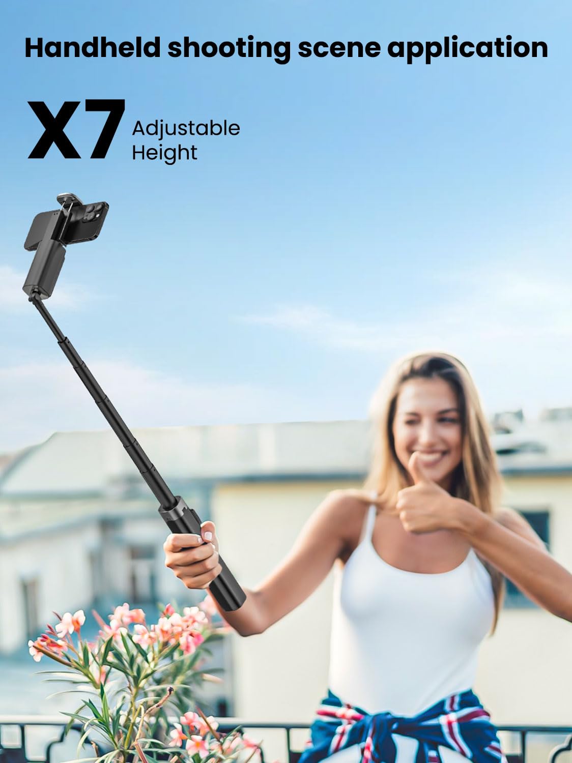 AOCHUAN Treppiede per rilevamento automatico del viso, con controllo gestuale per iPhone, asta estensibile, bastone per selfie rotante a 360°, telecomando wireless, registrazione video per treppiede