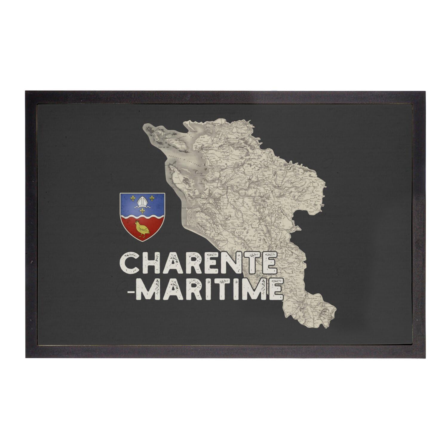 Paillasson noir Charente Maritime 17 - Cadeau souvenir La Rochelle ancien