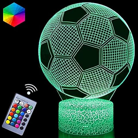 Football 3D Illusion Lamp, Football 3D Night Light for Kids with 16 Colors Changing and Remote, Football Toys Gift for Boys Girls Cover