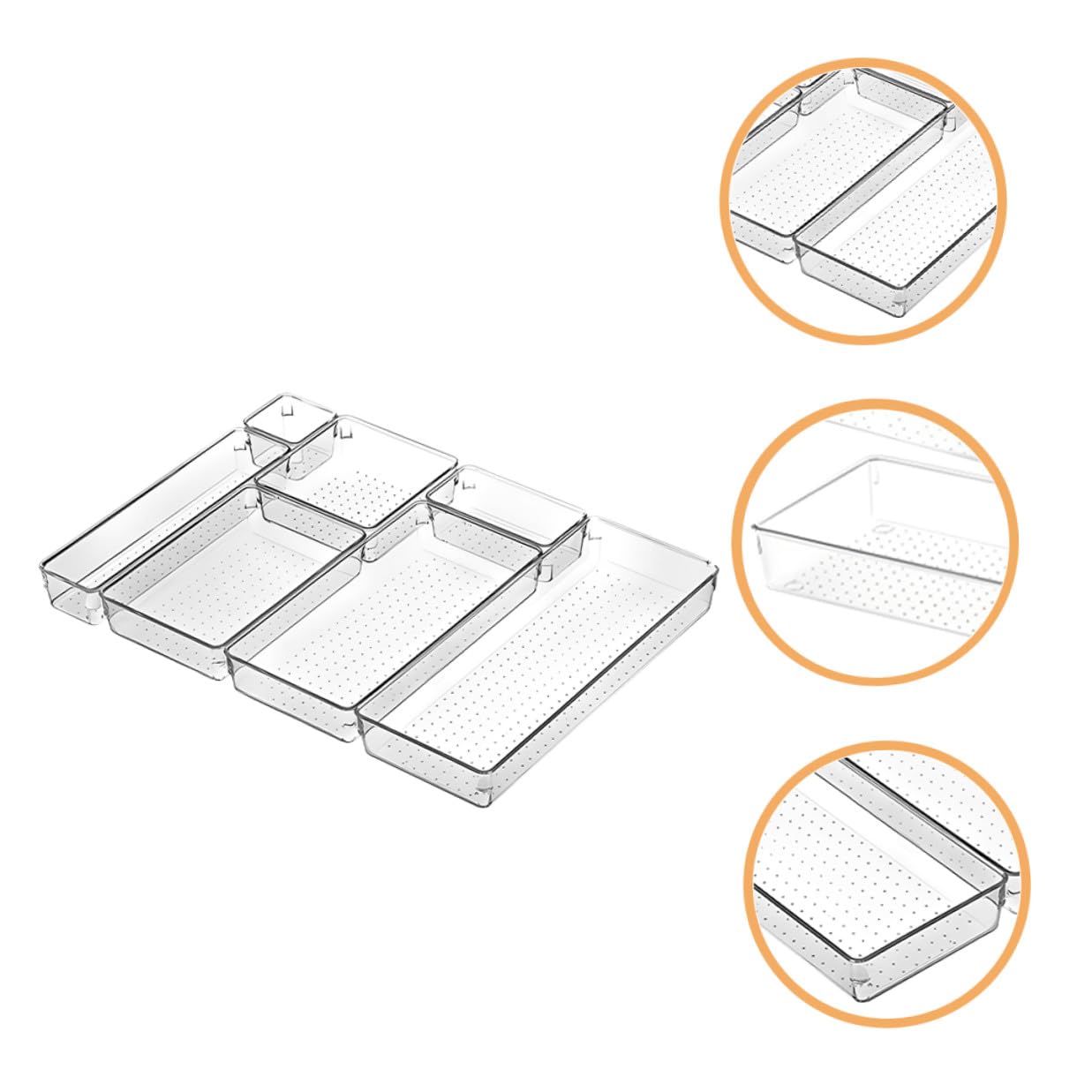 Sewroro Cajas de Almacenamiento Transparentes Bandejas Organizadoras para Maquillaje Joyas y Utensilios de Cocina para Baño y Escritorio
