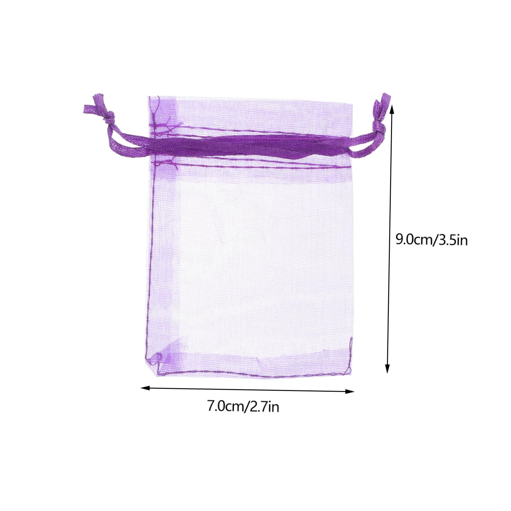 BCOATH 100 Sacchetti Organza Porpora 7x9cm con Coulisse Autosinente per Decorazioni Matrimonio e Sachet Profumati in Casa, Materiale Delicato e Liscio