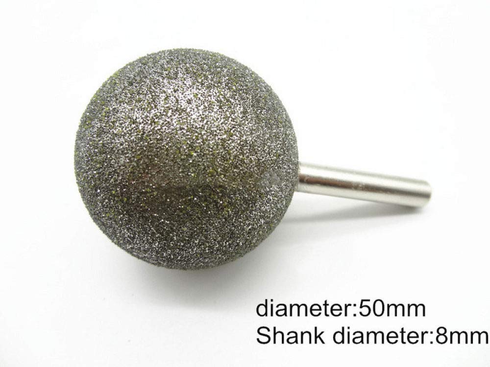 1 punta diamantata grossa da 10 mm, testa sferica montata per pietra, metallo, frese a sfera (gambo 6 mm/8 mm)