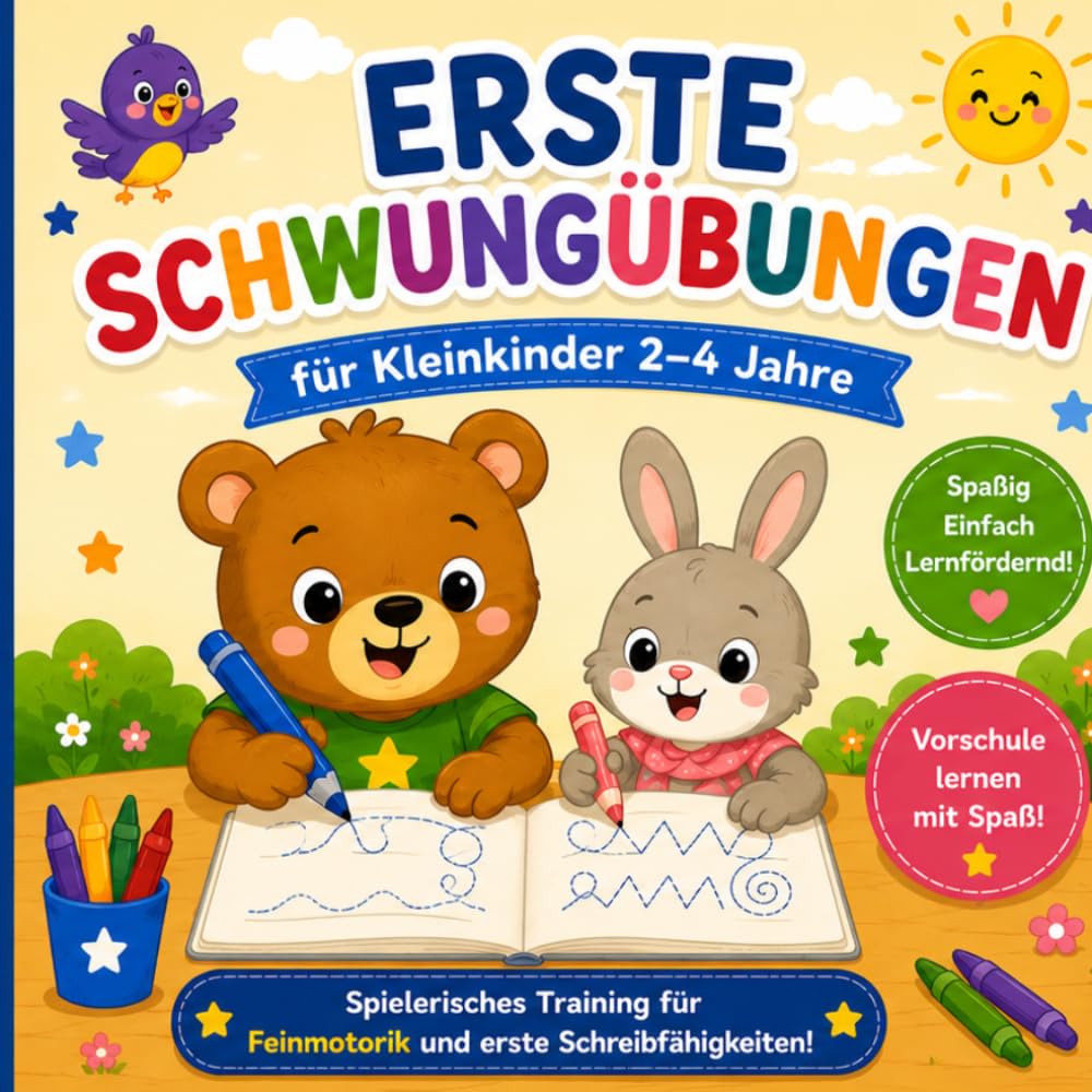 Erste Schwungübungen für Kleinkinder 2–4 Jahre: Spaßige und einfache Vorschulübungen für kleine Kinder