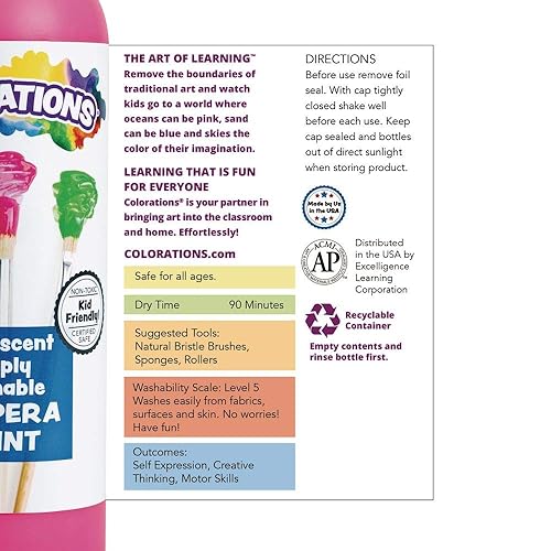 Miniatura 5 de Colorations WSTOR - Témpera lavable, pintura para niños no tóxica, vibrante e intensa, para manualidades, pasatiempos y diversión, suministros de