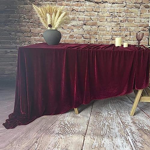 EHLDekol Velvet Tablecloth, Luxurious Elegant Rectangle Table Cover in Beautiful Burgundy for Weddings, Parties, Baby Showers and Events, Durable Seams for Long-Lasting Use(Burgundy, 60'*102')