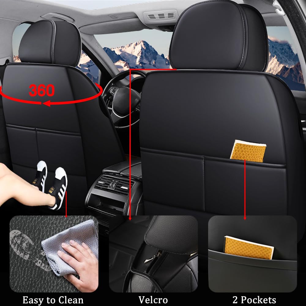 Ensemble complet de housses de siège de voiture universelles en cuir synthétique avant et arrière – Coussins de voiture pour Opel Agila, Antara, Astra, Corsa-e Grandland, X, Insignia, Meriva, Mokka