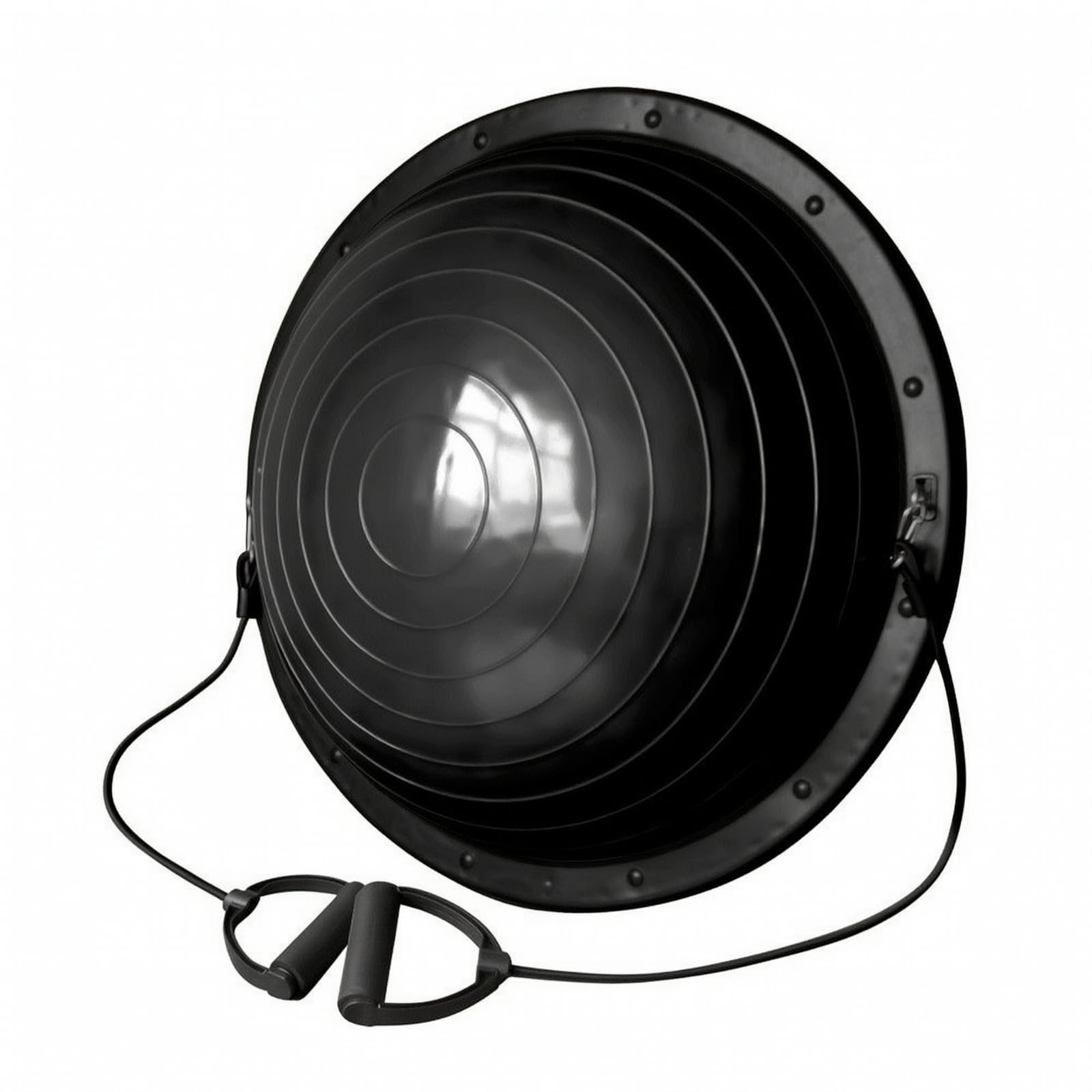 Semisfera di Equilibrio con Fasce di Resistenza Lucido Semisfera Equilibrio con Elastici Portatile Attrezzo da Allenamento per Sportivi, Nero, 59.8CM光亮面波速球黑色, 59.8 Cm