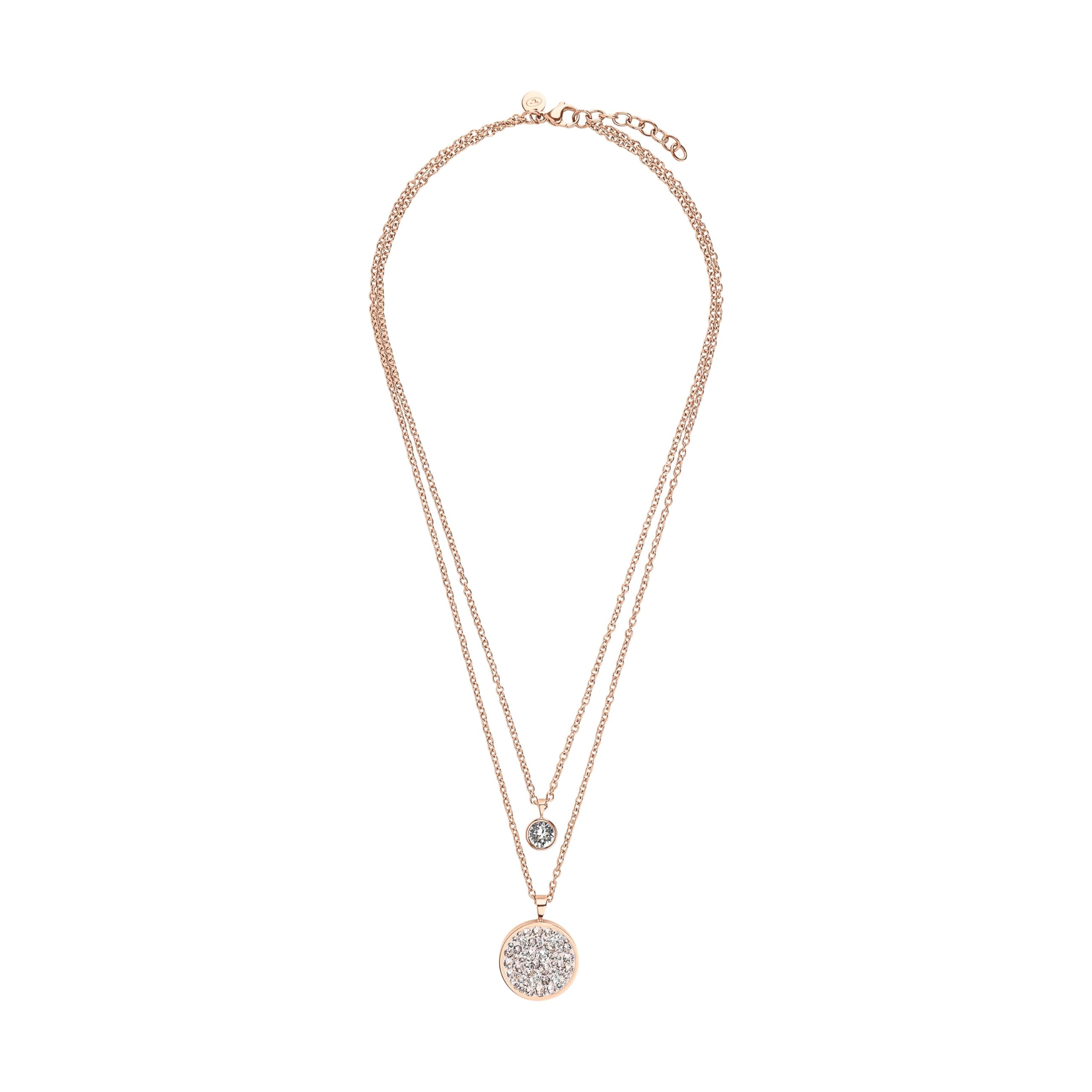 TOM TAILOR - Collana da Donna in Acciaio inox - con Cristallo - Ciondolo a Cerchio