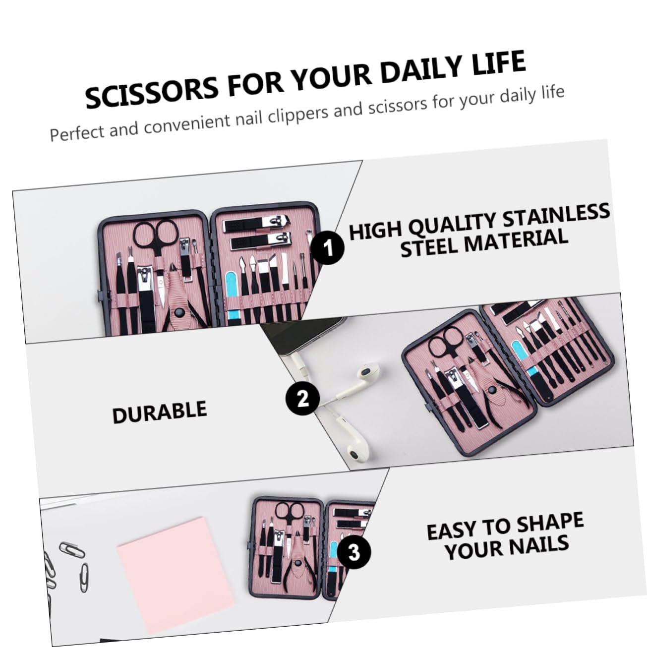 VICASKY 18-piece Nail Manicure Set Stainless Steel Nail Clippers Toe Trimmer Cutters for Home Professional Use