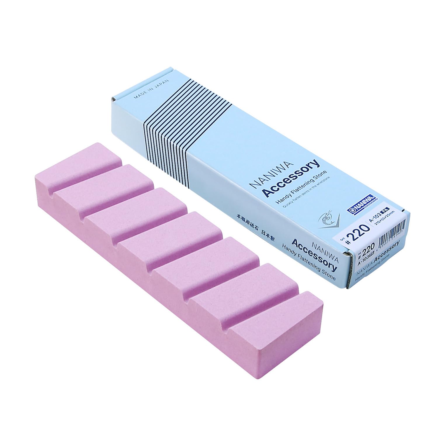 Sanelli Ambrogio, Naniwa, Pietra da Rettifica Professionale, Grana #220, Ideale per la Manutenzione delle Pietre Affilacoltelli, Made in Japan, Misura Media, Pink Alumina (NA103)