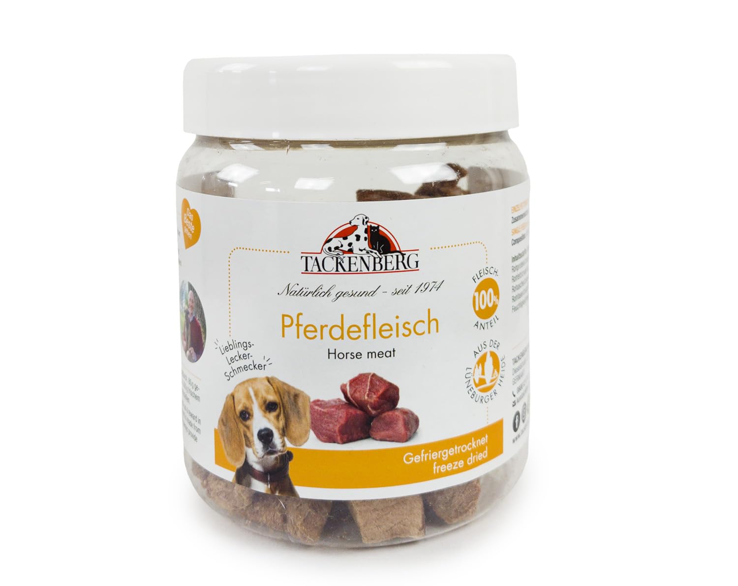 TACKENBERG Gefriergetrocknetes Pferdefleisch für Hunde 6 x 80 g - natürlicher Kausnack in Premiumqualität - schonend getrocknet - reines Naturprodukt zur Belohnung, als Snack oder Leckerli