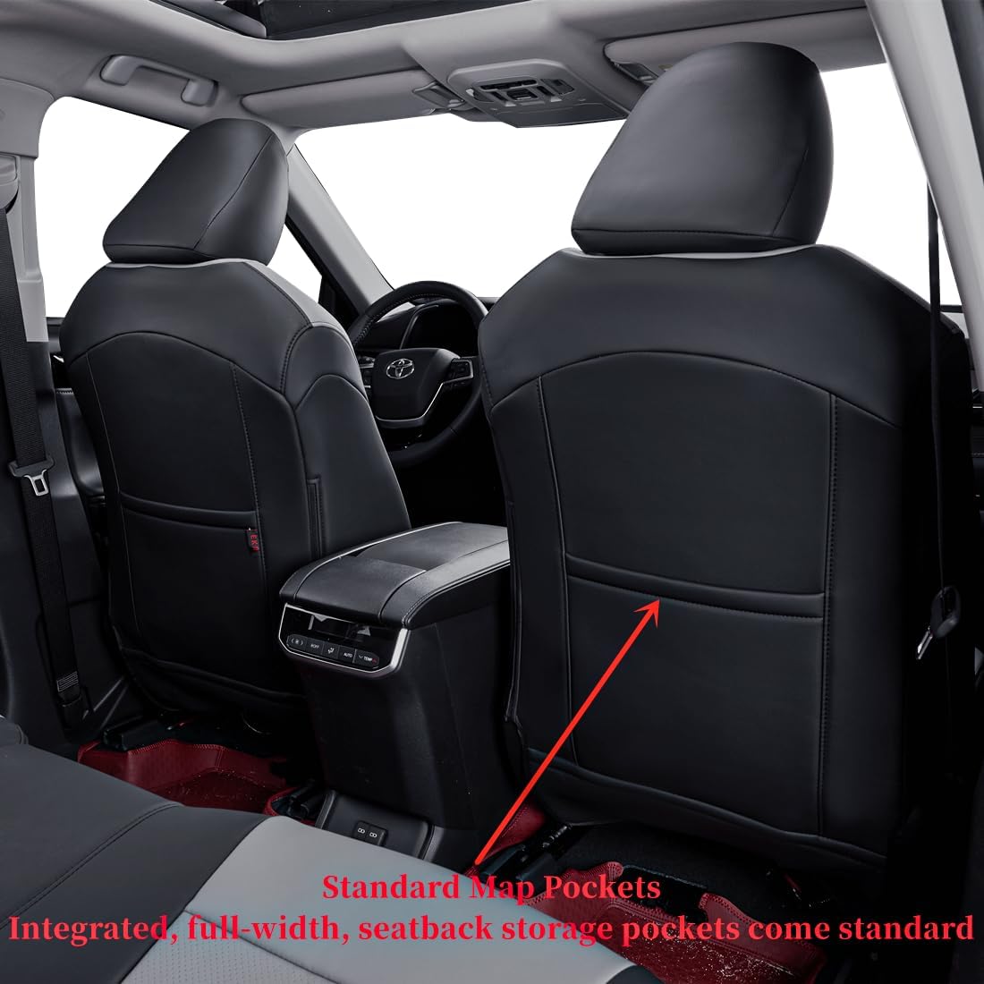 coverdream Custom Fit Odyssey Car Seat Covers for 2006-2010 Honda Odyssey EX,EX-L,Touring,2nd-Row 40/20/40 Split,Fully Covered Waterproof Leather Seat Protector (Full Set,Black/Gray)