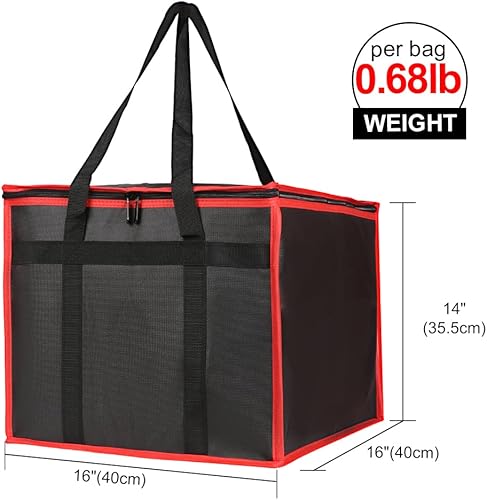 Miniatura 2 de Bodaon Bolsa de entrega de pizza aislada, 16 x 16 x 14 pulgadas, bolsas calentadoras de pizza para llevar caliente, bolsa de doordash, calentadores